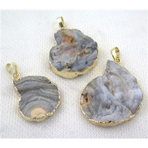 druzy sunagate pendant, gold plated, approx 20-38mm