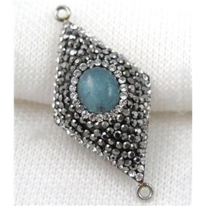 Amazonite connector paved rhinestone, rhombic, approx 22-38mm