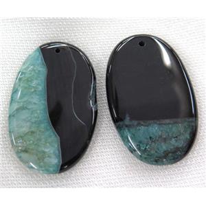 druzy agate slice pendant, oval, approx 20-60mm