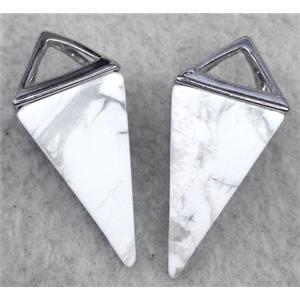 white tuquoise pendant, freefrom, platinum plated, approx 15-35mm