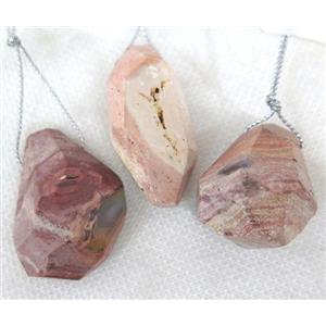 pink opal nugget pendant, freeform, approx 15-45mm