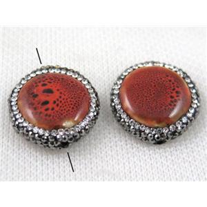 gemstone bead paved rhinestone, approx 22mm dia