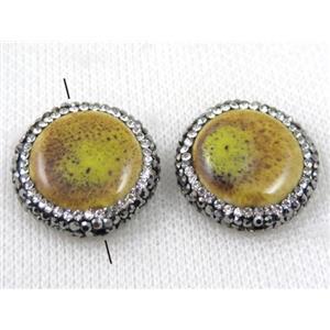 gemstone bead paved rhinestone, approx 22mm dia