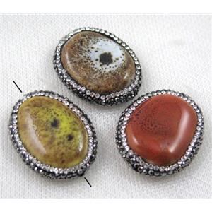 gemstone bead paved rhinestone, approx 25-33mm