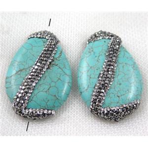 gemstone bead paved rhinestone, approx 30-40mm