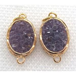 gemstone connector, oval, gold plated, approx 12x16mm