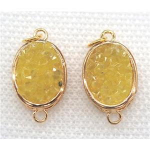 gemstone connector, oval, gold plated, approx 12x16mm