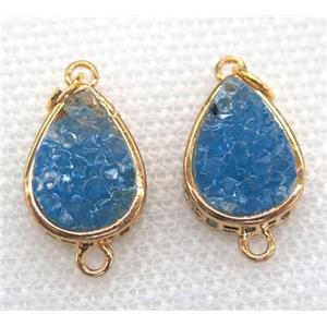 gemstone connector, teardrop, gold plated, approx 12x16mm
