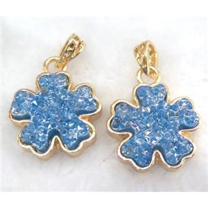 druzy resin pendant, gold plated, approx 25mm dia