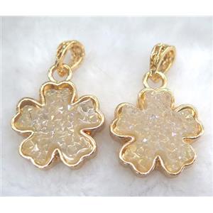 druzy resin pendant, gold plated, approx 25mm dia