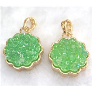 druzy resin pendant, gold plated, approx 23mm dia