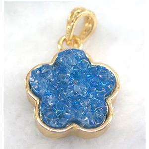 druzy resin pendant, gold plated, approx 23mm dia