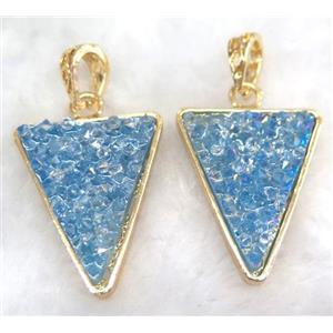 druzy resin pendant, gold plated, approx 24-28mm