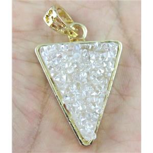 druzy resin pendant, gold plated, approx 24-28mm
