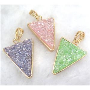 druzy resin pendant, gold plated, approx 24-28mm