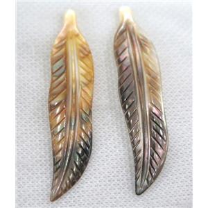 shell pendant without hole, leaf, approx 15x70mm