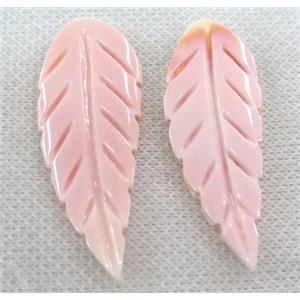 shell pendant without hole, leaf, approx 20x53mm