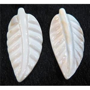 shell pendant without hole, leaf, approx 24x51mm