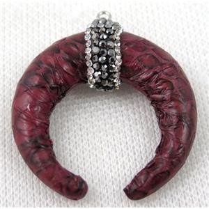resin horn pendant paved rhinestone, approx 38-40mm
