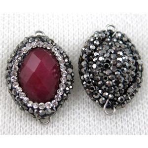 gemstone connector paved rhinestone, approx 14-20mm