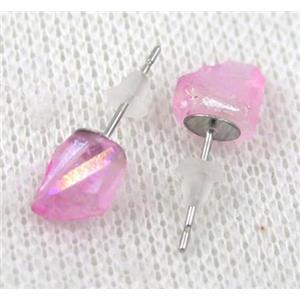 clear quartz earring, freeform, approx 6-10mm