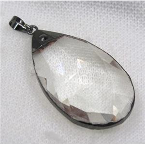 glass crystal pendant, black plated, approx 30-50mm