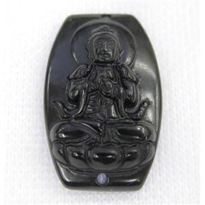 black Obsidian buddha connector, approx 22-35mm