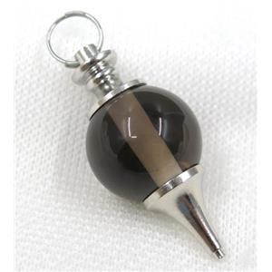 Smoky Quartz Globe pendant, round, approx 20mm dia