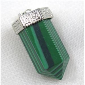 green malachite bullet pendant, platinum, approx 15-35mm