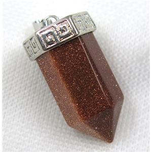 gold sandstone bullet pendant, platinum, approx 15-35mm