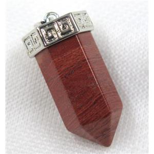 Red Jasper bullet pendant, platinum, approx 15-35mm
