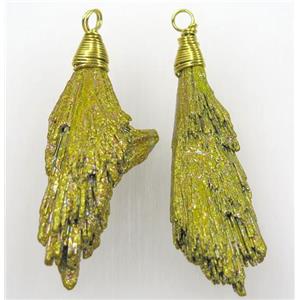 kyanite pendant, freeform, yellow Electroplated, approx 10-40mm