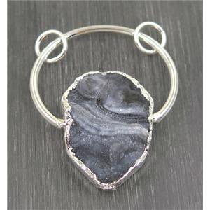 agate pendant, silver plated, approx 25-55mm