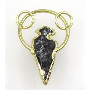 clear quartz pendant, black, gold plated, approx 15-45mm