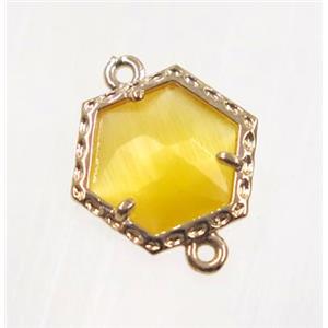 yellow Chinese Crystal Glass connector, gold plated, approx 13mm