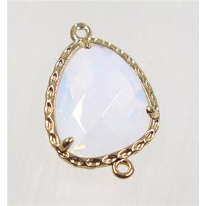 white Chinese Crystal Glass connector, gold plated, approx 15-18mm