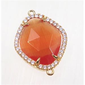 gemstone connector paved zircon, gold plated, approx 17x20mm