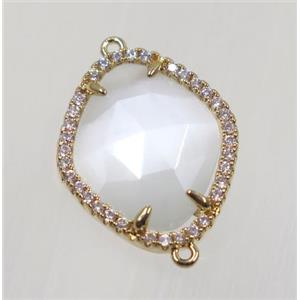 gemstone connector paved zircon, gold plated, approx 17x20mm