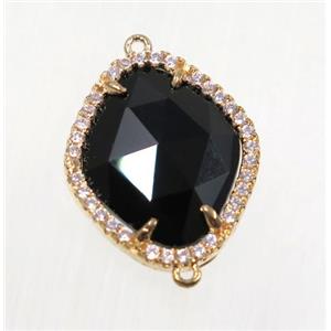 gemstone connector paved zircon, gold plated, approx 17x20mm