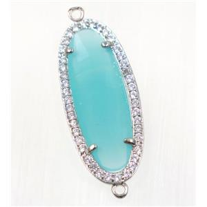 gemstone connector paved zircon, platinum plated, approx 15x33mm