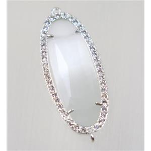 gemstone connector paved zircon, platinum plated, approx 15x33mm