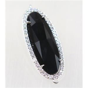 gemstone connector paved zircon, platinum plated, approx 15x33mm