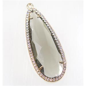 gemstone pendant paved zircon, gold plated, approx 17x42mm