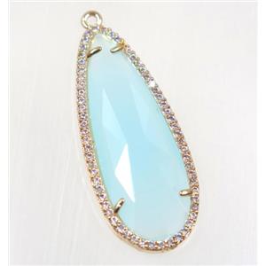 gemstone pendant paved zircon, gold plated, approx 17x42mm