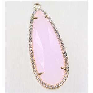 gemstone pendant paved zircon, gold plated, approx 17x42mm