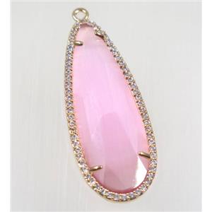 gemstone pendant paved zircon, gold plated, approx 17x42mm