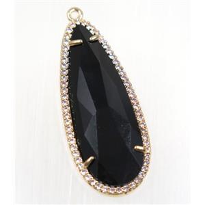 gemstone pendant paved zircon, gold plated, approx 17x42mm