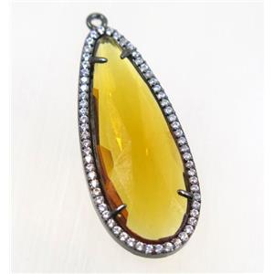 gemstone pendant paved zircon, black plated, approx 17x42mm