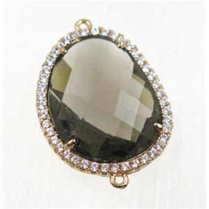 gemstone connector paved zircon, gold plated, approx 18x23mm