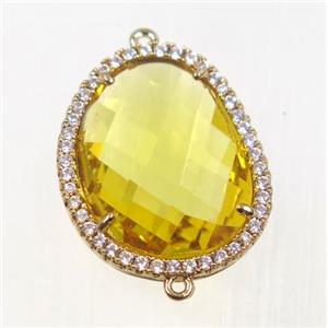 gemstone connector paved zircon, gold plated, approx 18x23mm